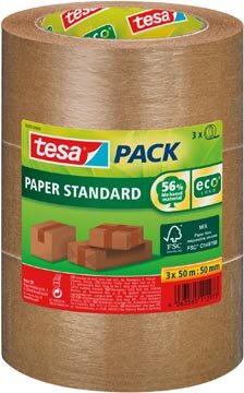 tesa verpakkingsplakband Paper Standard, ft 50 mm x 50 m, pak van 3 stuks