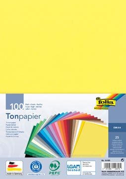 Folia gekleurd tekenpapier, ft A4, pak van 100 vel in 25 geassorteerde kleuren