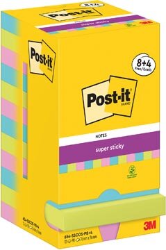 Post-It Super Sticky Notes Cosmic, 90 vel, ft 76 x 76 mm, 8 + 4 GRATIS