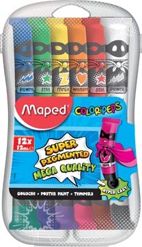 Maped plakkaatverf Color&#039;Peps, 12 ml, 12 tubes in een plastic etui