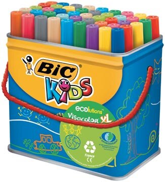 Bic Kids Viltstift Visacolor XL Ecolutions 48 stiften in een metalen doos
