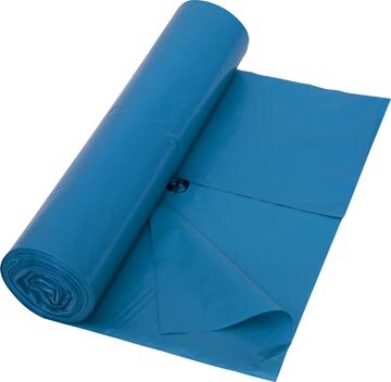 Vuilniszak 42 micron, ft 65 + 50 x 135 cm, 240 liter, blauw, rol van 10 stuks