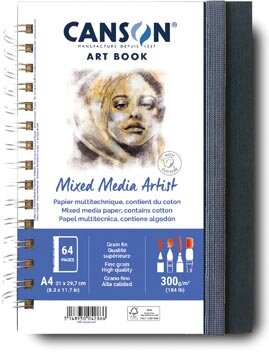 Canson Mixed Media Artist tekenboek, 28 vellen, 300 g/m&sup2;, ft 21 x 29,7 cm (A4)