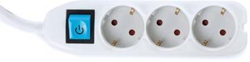 Perel contactdoos met 3 stopcontacten en schakelaar, inclusief kabelbox, wit, voor Nederland