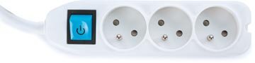 Perel contactdoos met 3 stopcontacten en schakelaar, inclusief kabelbox, wit, voor Belgi&euml;
