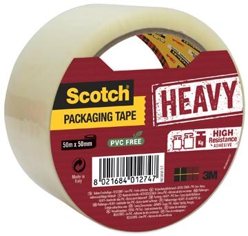Scotch verpakkingsplakband Heavy, ft 50 mm x 50 m, transparant, per stuk