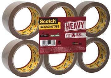 Scotch verpakkingsplakband Heavy, ft 50 mm x 66 m, bruin, pak van 6 stuks
