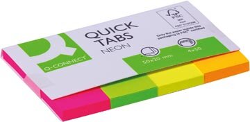 Q-CONNECT Quick Tabs, ft 20 x 50 mm, 4 x 50 tabs, geassorteerde kleuren