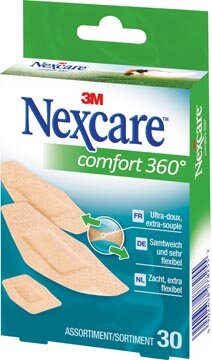 3M pleister Nexcare Comfort 360&deg; 3 formaten, pak van 30 stuks
