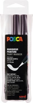 Posca paintmarker PCF-350, brush tip, &eacute;tui van 3 stuks, assorti