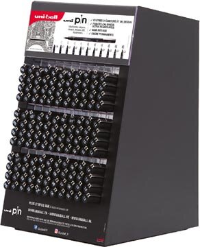 Uni Pin fineliner, zwart, display van 132 stuks