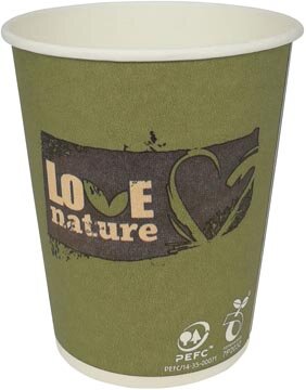 Drinkbeker Love Nature, uit karton, 150ml, pak van 100 stuks