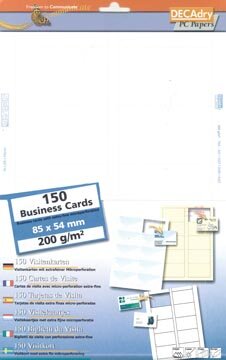 Decadry visitekaarten MicroLine ft 85 x 54 mm, 200 g/m&sup2;, 150 kaartjes
