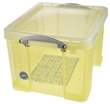Really Useful Box opbergdoos 35 liter, transparant geel