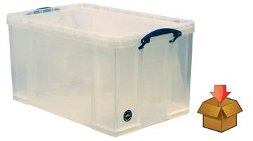 Really Useful Box 84 liter, transparant, per stuk verpakt in karton