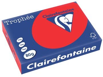 Clairefontaine Troph&eacute;e Intens, gekleurd papier, A4, 80 g, 500 vel, koraal rood