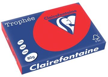 Clairefontaine Troph&eacute;e Intens, gekleurd papier, A3, 80 g, 500 vel, koraalrood