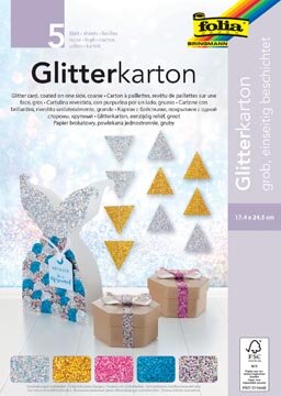 Folia Glitterkarton (zilver, goud, roze, blauw en mix)