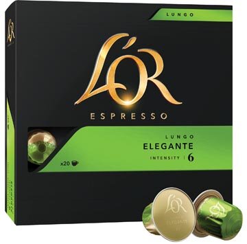 Douwe Egberts koffiecapsules L&#039;Or Intensity 6, Lungo Elegante, pak van 20 capsules