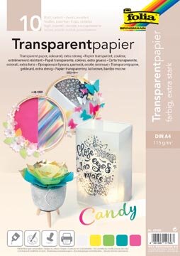 Folia transparant papier, pak van 10 vel in 5 geassorteerde kleuren