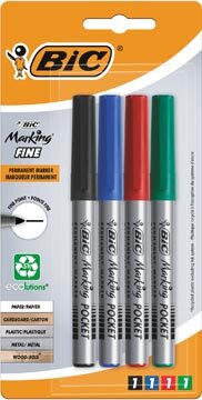 Bic permanent marker ECOlutions, schrijfbreedte 1,1 mm, fijne punt, geassorteerde kleuren