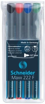 Schneider permanent marker Maxx 222, etui van 4 stuks in geassorteerde kleuren