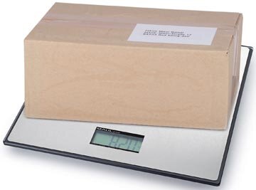 MAUL pakketweegschaal Global 25kg ( /20gr) incl. batterij. Weegplateau 32x32cm, weegt kg en lb