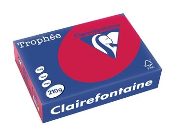 Clairefontaine Troph&eacute;e Intens, gekleurd papier, A4, 210 g, 250 vel, kersenrood