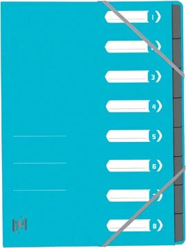 Elba Oxford Top File+ sorteermap, 8 vakken, met elastosluiting, lichtblauw