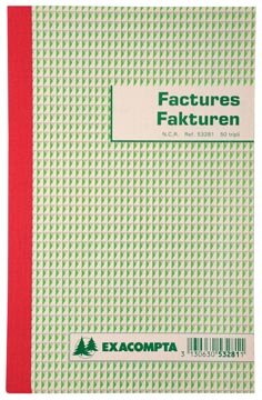 Exacompta factuurboek, ft 21x13,5 cm, tweetalig, tripli (50 x 3 vel)