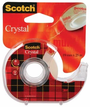 Scotch Plakband Crystal ft 19 mm x 25 m, blister met 1 afroller met 1 rolletje
