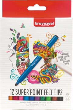 Bruynzeel viltstiften Super Point, etui met 12 stuks