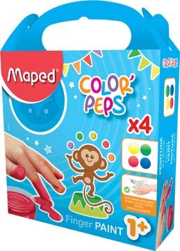 Maped vingerverf Color&#039;Peps Early Age, doos van 4 potjes van 80 ml in geassorteerde kleuren