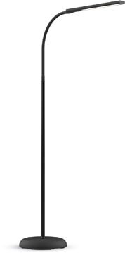 MAUL vloerlamp LED Pirro op voet, hoog 126.5cm, warmwit licht dimbaar, flexible draaibare arm, zwart
