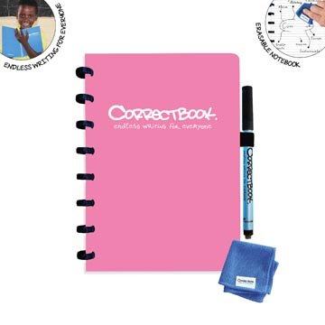 Correctbook A5 Original: uitwisbaar / herbruikbaar notitieboek, gelijnd, Blossom Pink (roze)