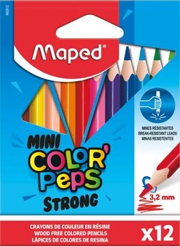 Maped kleurpotlood Color&#039;Peps Mini Strong, 12 potloden in een kartonnen etui