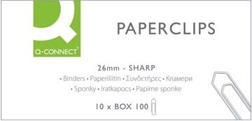 Q-CONNECT papierklemmen, 26 mm, doos van 100 stuks