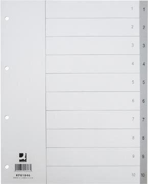 Q-CONNECT numerieke tabbladen, A4, PP, 1-10, met indexblad, grijs