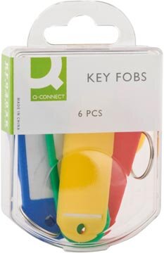 Q-CONNECT sleutelhanger, pak van 6 stuks, geassorteerde kleuren