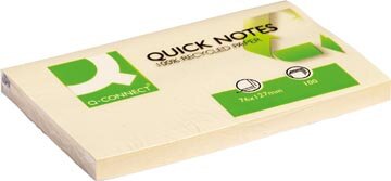 Q-CONNECT Quick Notes Recycled, ft 76 x 127 mm, 100 vel, geel