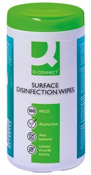 Q-CONNECT reinigingsdoekjes voor oppervlakken desinfecterend pak van 100 doekjes
