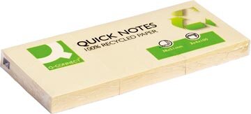 Q-CONNECT Quick Notes Recycled, ft 38 x 51 mm, 100 vel, pak van 3 blokken, geel