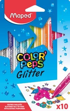Maped Color&#039;Peps Glitter viltstift, etui van 10 stuks, assorti