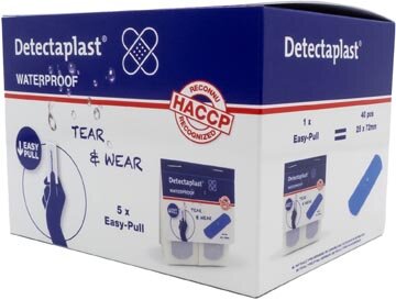 Detectaplast Tear &amp; Wear Waterproof Easy-Pull, ft 25 x 72 mm, 5 x 40 stuks