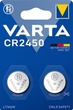 Varta knoopcel Lithium CR2450, blister van 2 stuks
