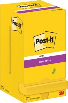 Post-it Super Sticky notes, 90 vel, ft 76 x 76 mm, pak van 12 blokken, neongeel