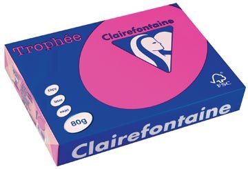 Clairefontaine Troph&eacute;e Intens, gekleurd papier, A4, 80 g, 500 vel, fluo roze