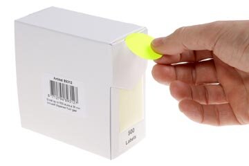 Rillprint ronde etiketten, diameter 35 mm, rol van 500 stuks, fluo geel