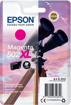 Epson inktcartridge 502XL, 470 pagina&#039;s, OEM C13T02W34010, magenta