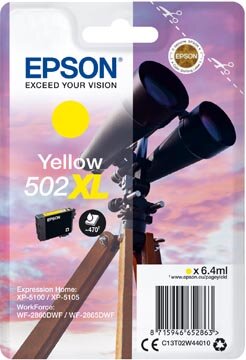 Epson inktcartridge 502XL, 470 pagina&#039;s, OEM C13T02W44010, geel